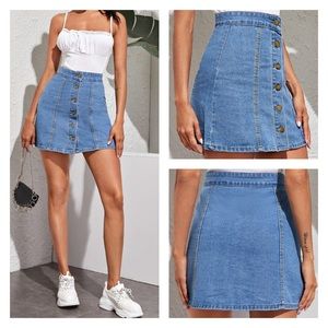 SHEIN Button Down A-line Jean Denim Mini Skirt S